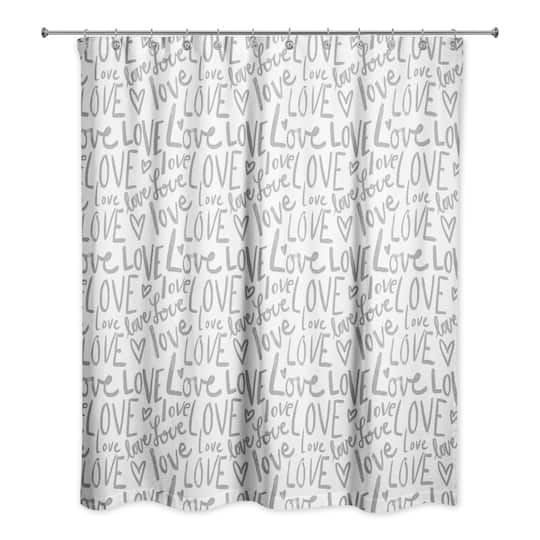 Love Typography 71" x 74" Shower Curtain